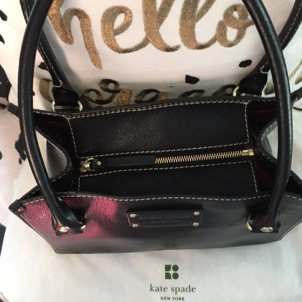Black leather Y2K Kate Spade shoulder bag